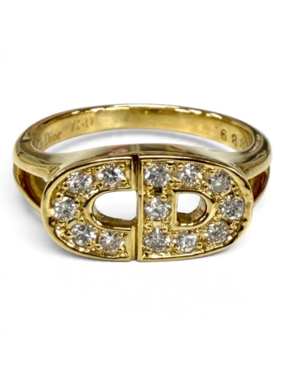 Dior Vintage 18K Logo Design Diamond Ring